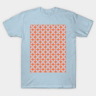 Retro Geometric Pattern Apricot Crush, Blue T-Shirt